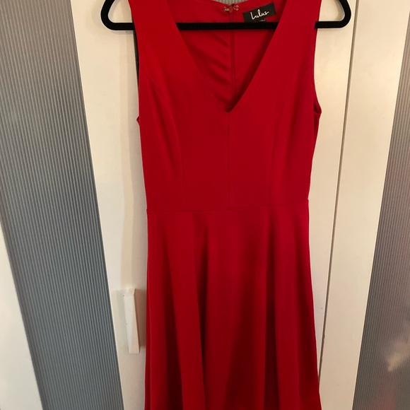 LULUS HELLO WORLD RED MIDI DRESS - Picture 11 of 12